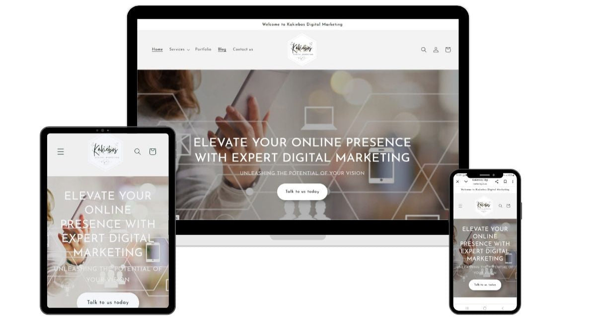 examples of website design on smartphone, tablet and laptop screen