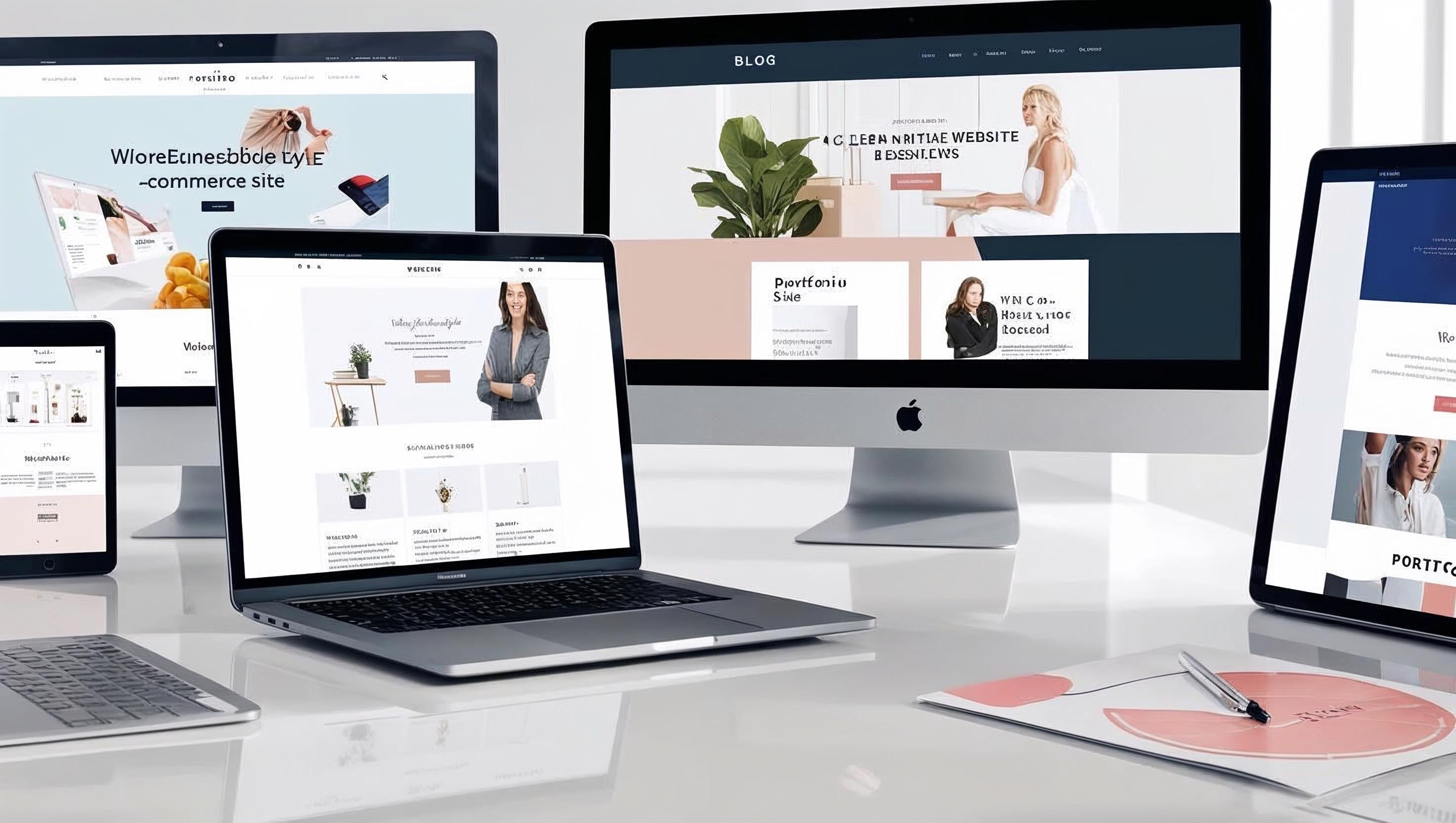 examples of different website design on different computer screens